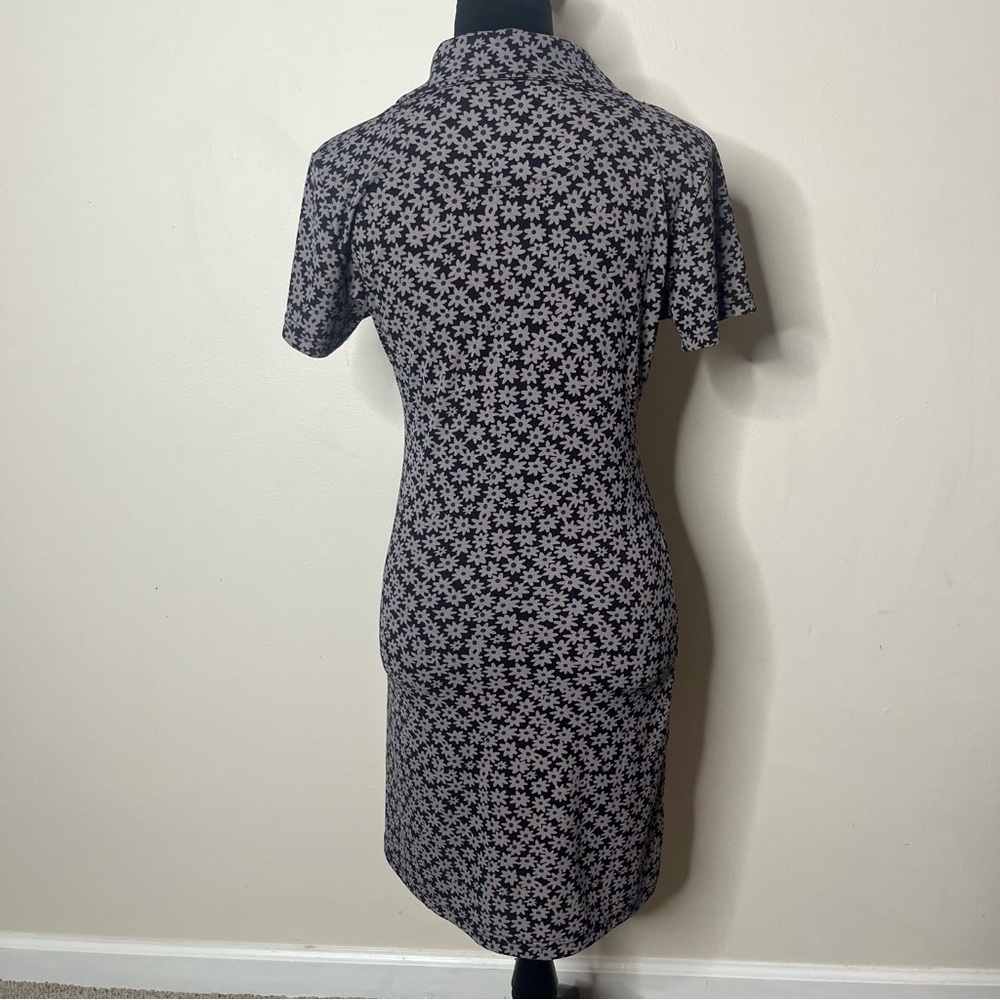 UNIF Women’s Corin Black Gray Floral Short Sleeve Lace Up Stretchy Mini Dress M - Picture 4 of 12